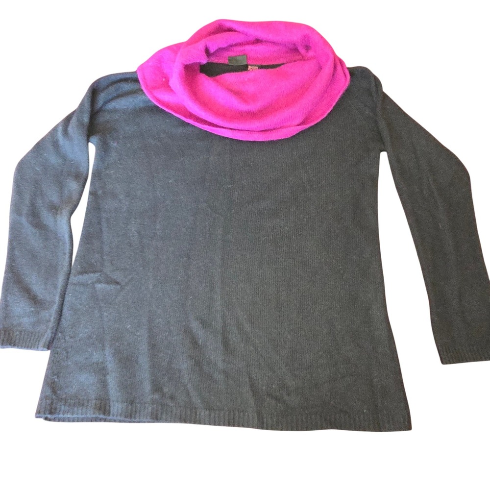 Shape fx by Newport News Cowlneck Sweater Fuchsia &‎ Black Angora Medium VINTAGE